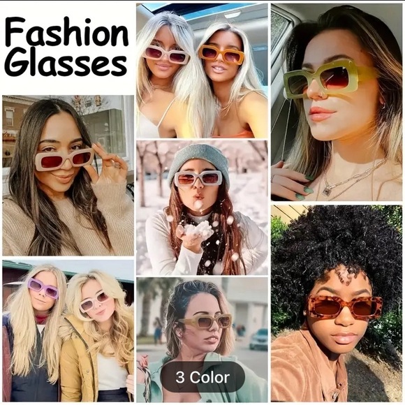 NEW- Pick One- Y2K Rectangle Colorful Sunglasses - Picture 3 of 7